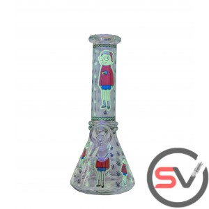 RICK AND MORTY RED SWEATER GLASS BEAKER 8inch (GLOW IN DARK)